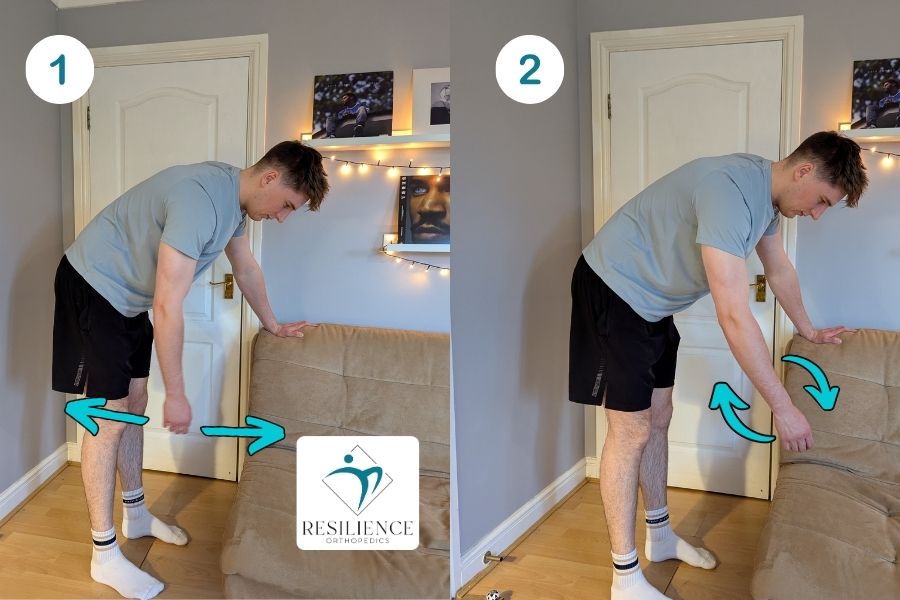 illustration of individual performing pendulum exercise