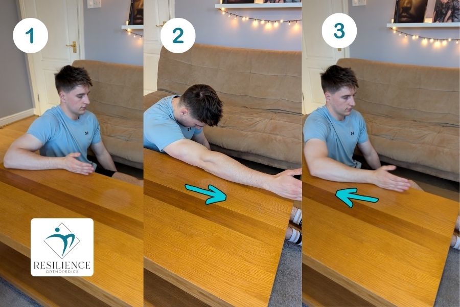 illustration of an individiual performing table-top arm slides
