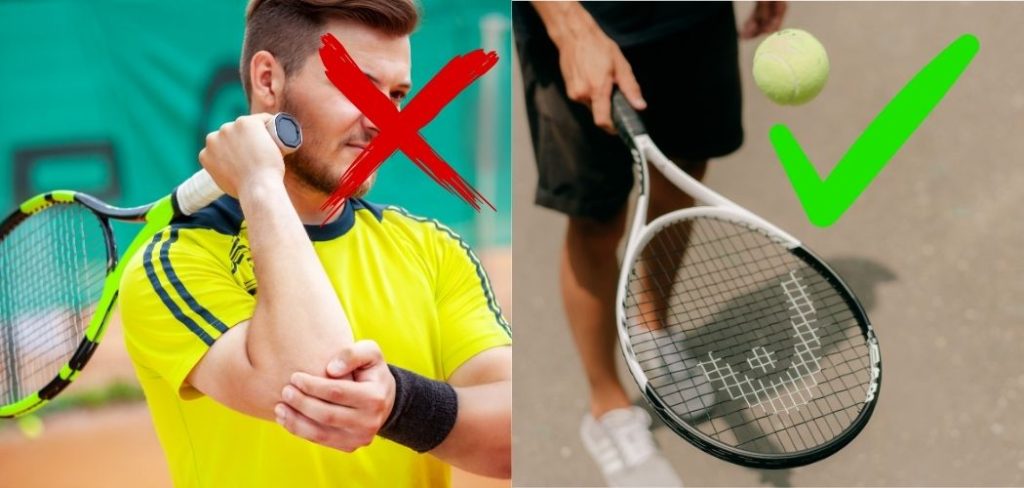 An image comparing the wrong and right technique of holding a tennis tacket.
