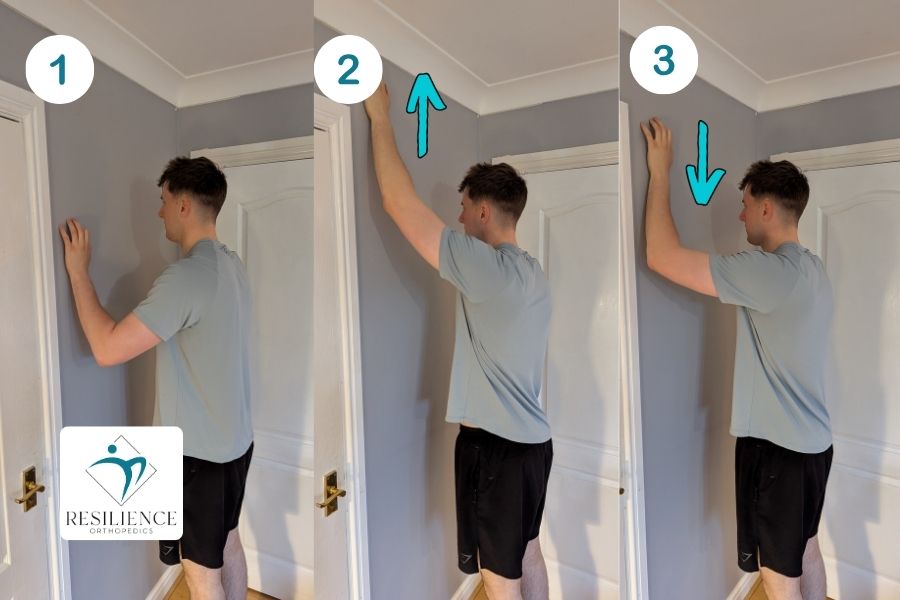 illustration of man performing wall crawl exercise