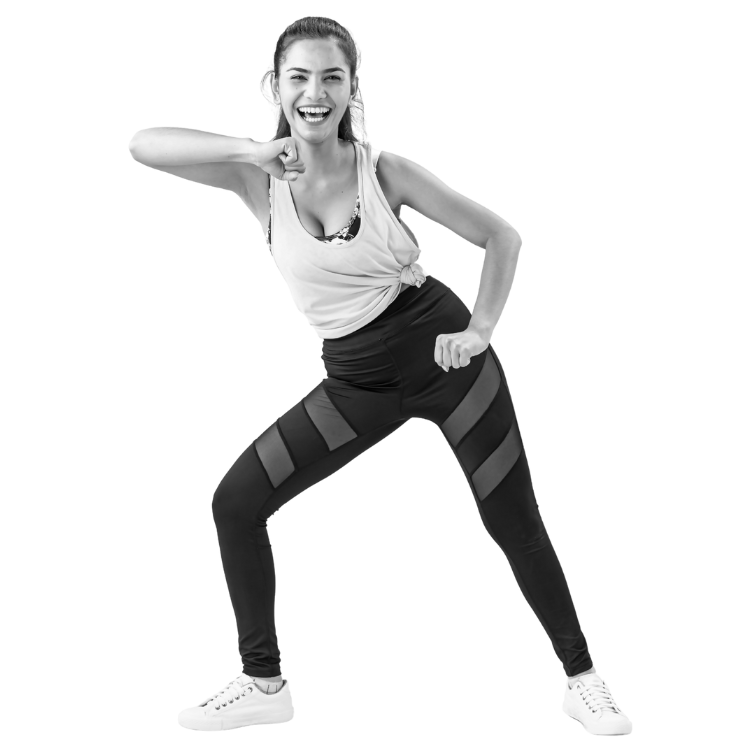 Woman exercising and smiling