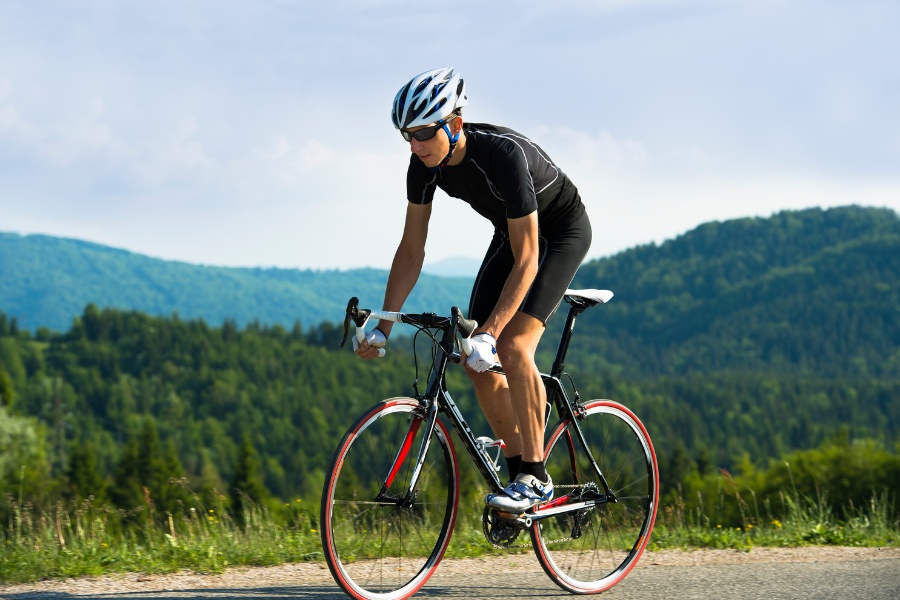 man cycling in california