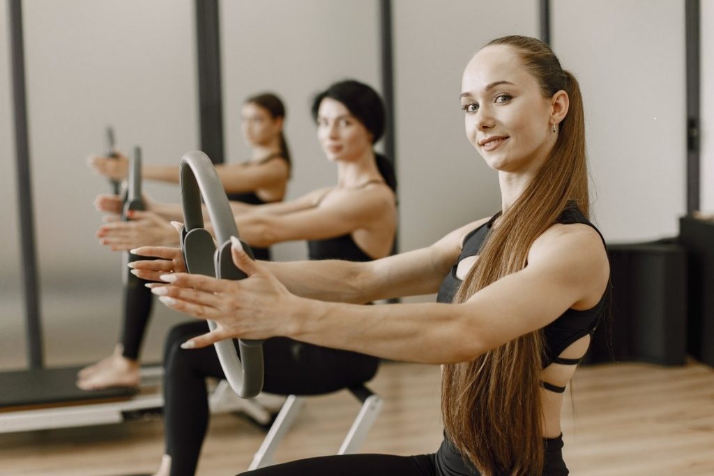 Three females working out
