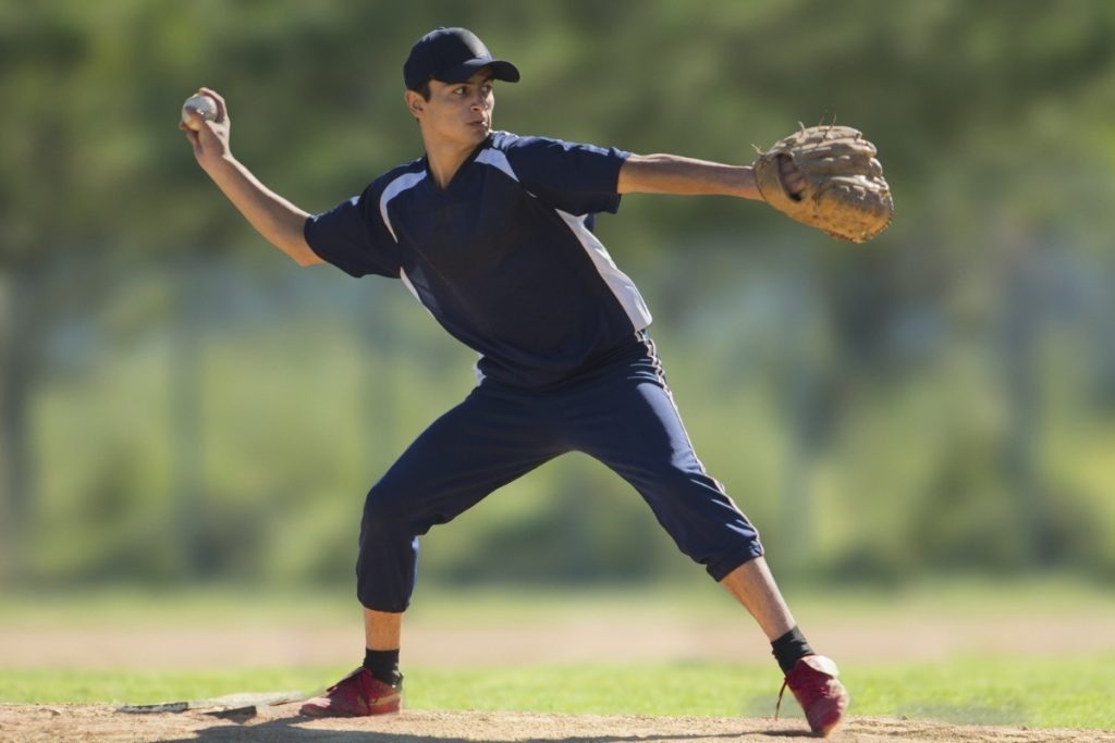 Male throwing a baseball